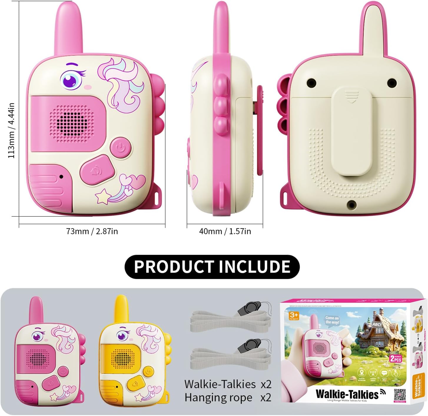 Walkie Talkies Toys for Girls:Unicorn Toys 2 Pack Birthday Gifts for 3 4 5-7 8 Year Old Girls Toy for 4 5 6 7 8-10 Year Old Camping Outdoor Games,Christmas Easter Gifts for Girls Kids