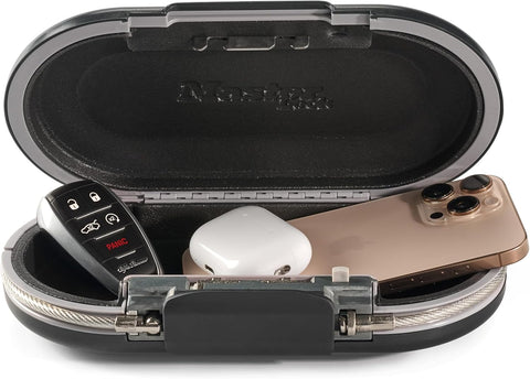 Master Lock Small Travel Safe with Cable, Gray Combination Lock Box, 5900D