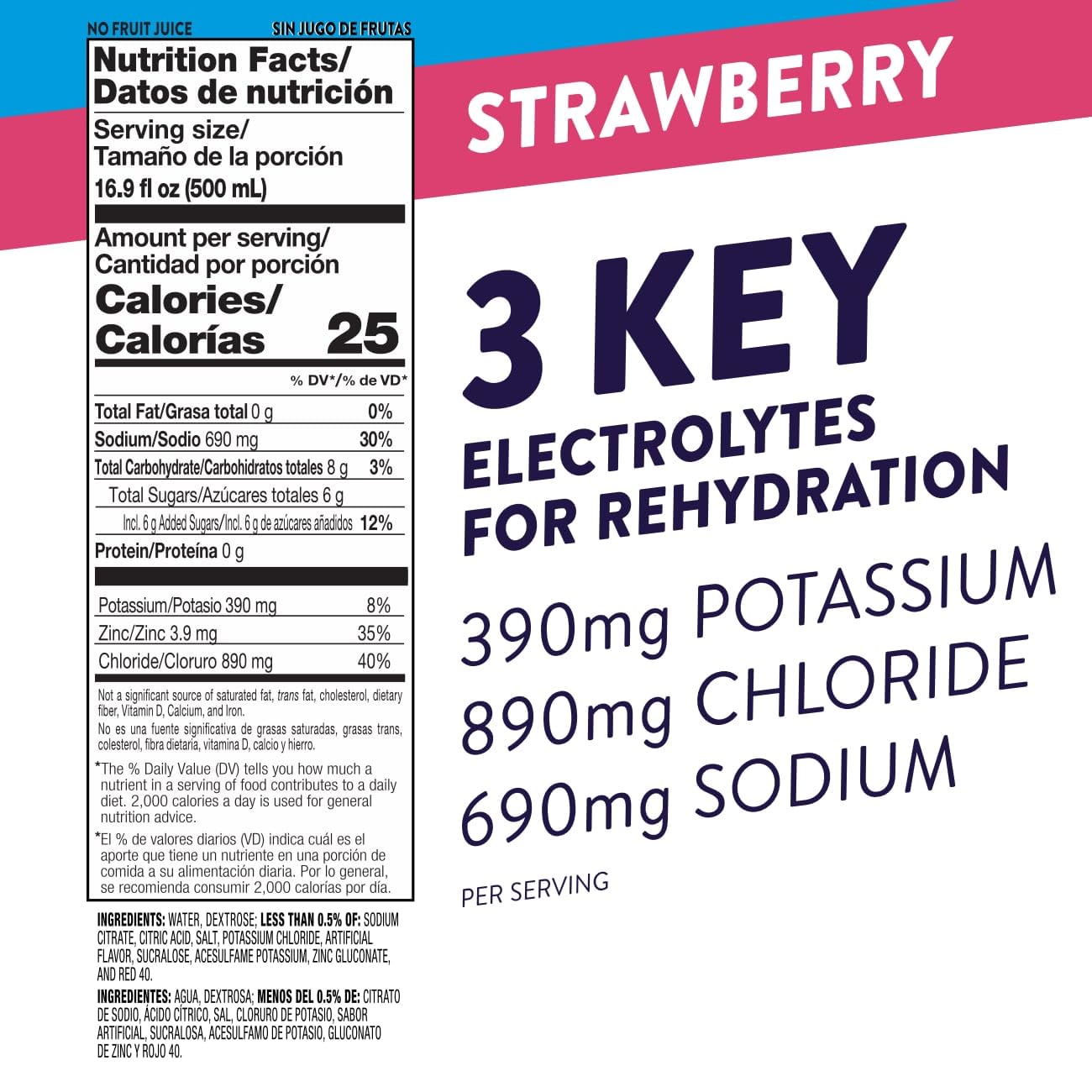 Pedialyte Electrolyte Solution, Strawberry, Hydration Drink, 12 bottles, half liter each