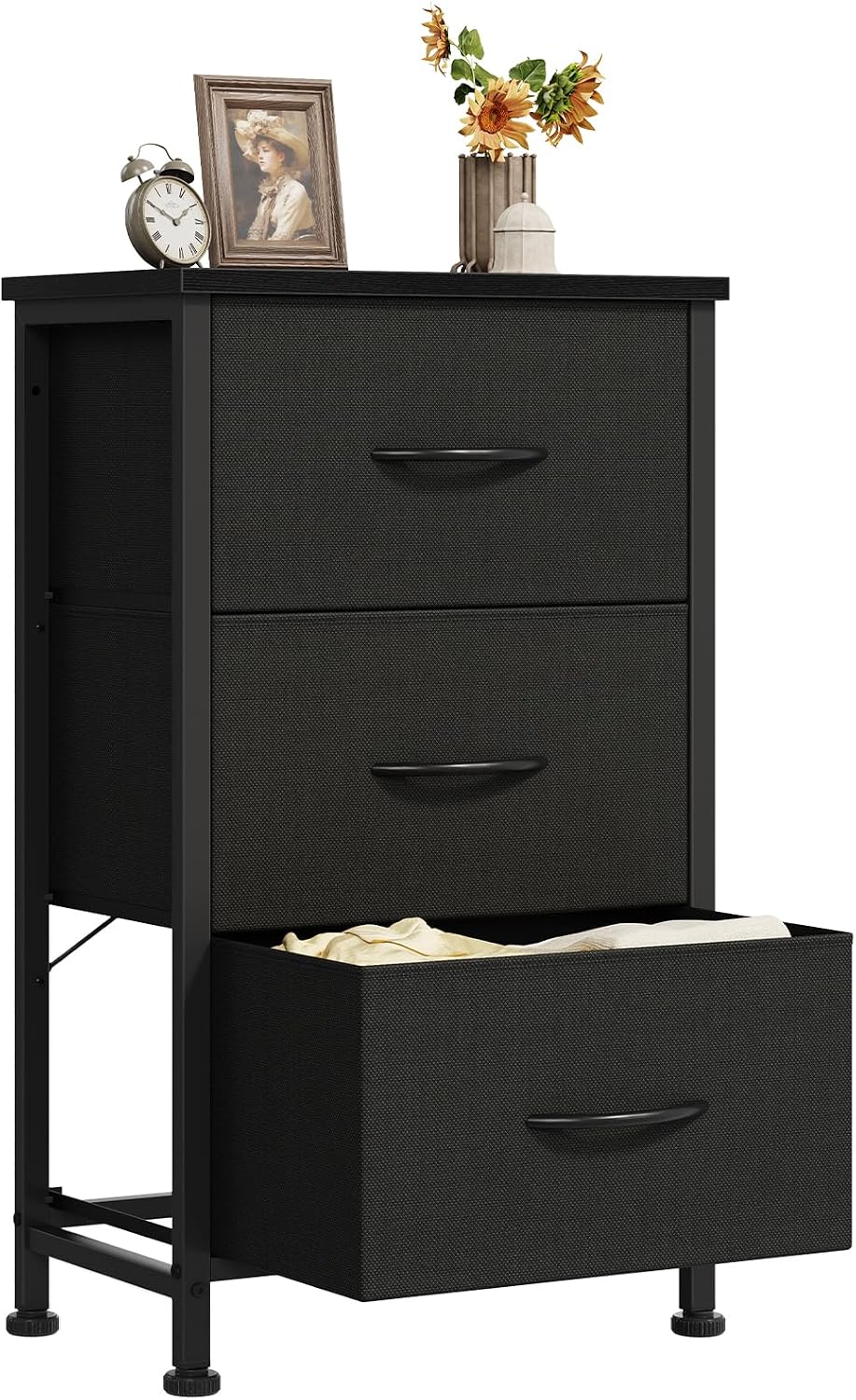 DUMOS 3 Drawer Nightstand for Bedroom, Small Night Stand Chest of Drawers