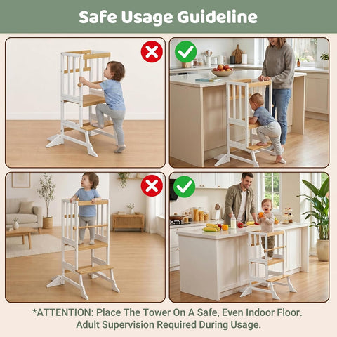 COSYLAND Toddler Standing Tower - Adjustable Height Kitchen Stool Helper