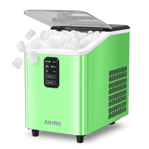 Bullet Ice Machine 8 Cubes in 6 Mins 26lbs in 24Hrs, 2 Sizes of Bullet Ice, Auto-Cleaning, Portable Ice Machine 128S22