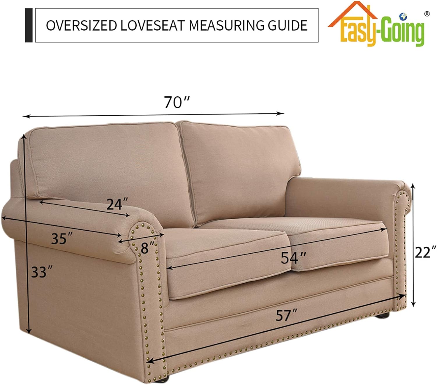 Easy-Going Stretch Oversized Loveseat Couch Covers Washable ASH Rose