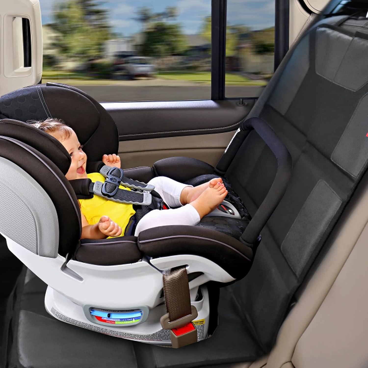 Kaiphy Car Seat Protector - Thick Padding - Durable, Waterproof Fabric, Leather Reinforced Corners (Black, XL)