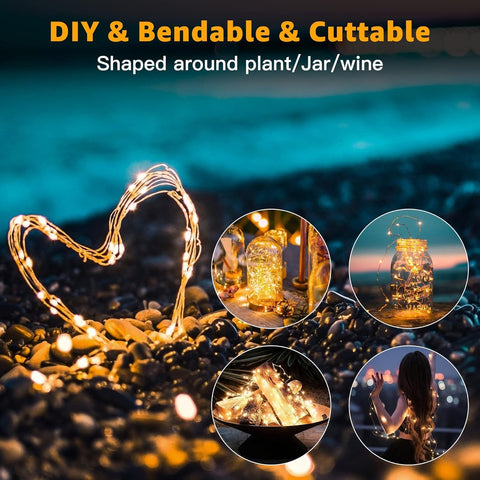 6 Pack Fairy Lights Battery Operated 7ft 20 LED Mini String Lights Twinkle Lights Silver Wire Firefly Starry Lights for Mason Jars Wedding Party Christmas Centerpiece Decor, Warm White & Cool Whtie