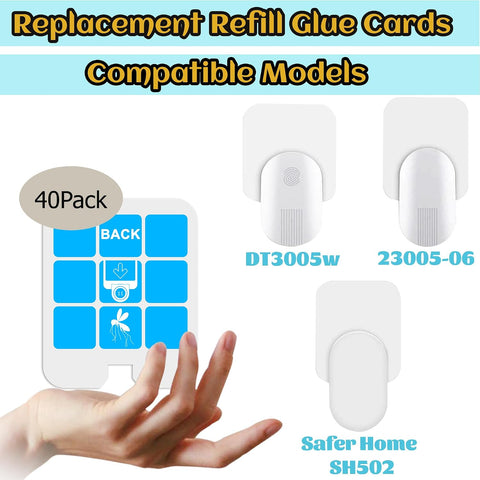 40 Pack Refill Glue Cards, Saferr Home Fly Trap Refill Compatible with Saferr Home SH502, S23005-06 and Dynatrap DT3005W Dot Indoor Fly Trap Plug-in Insect Trap Replacement