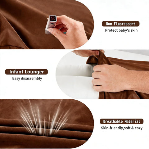 100% Cotton Baby Lounger for Newborn 0-24 Months(Coffee)