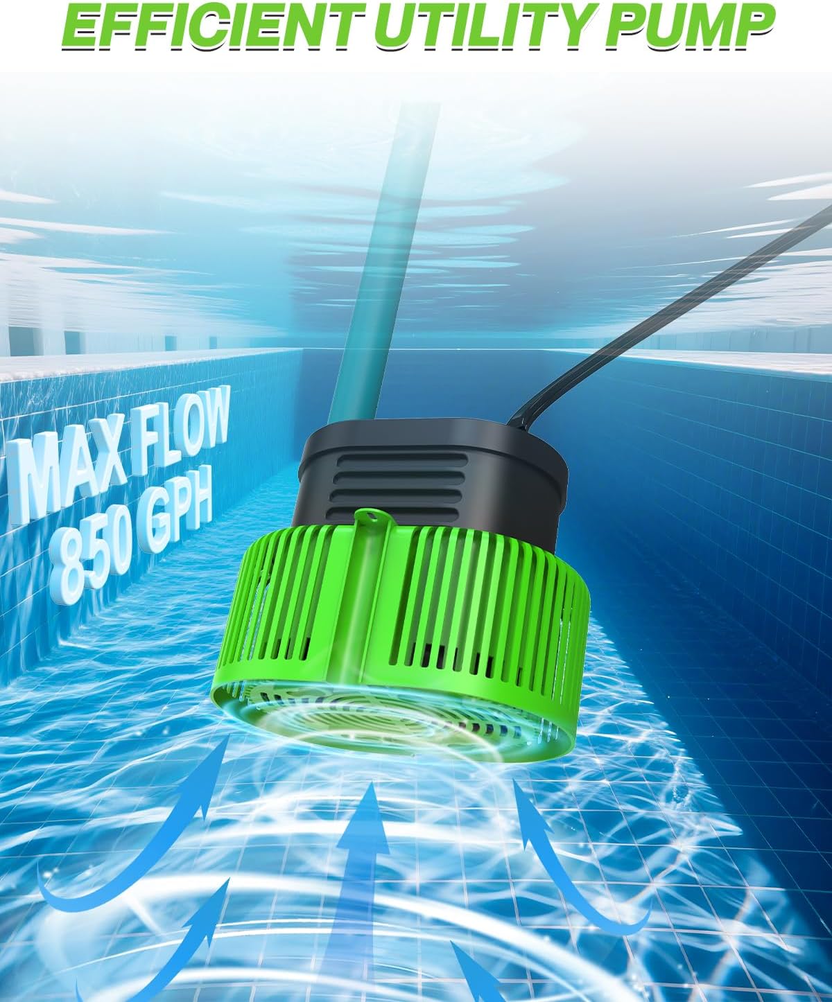 AgiiMan 850GPH Pool Cover Pump, Submersible Sump Pump above Ground