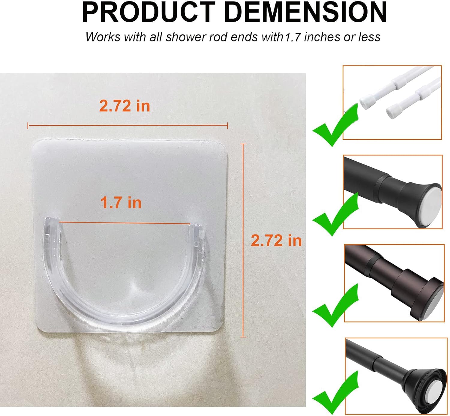 Venupple Shower Rod Holder, 4 Pack Tension Curtain Rod Bracket No Drilling