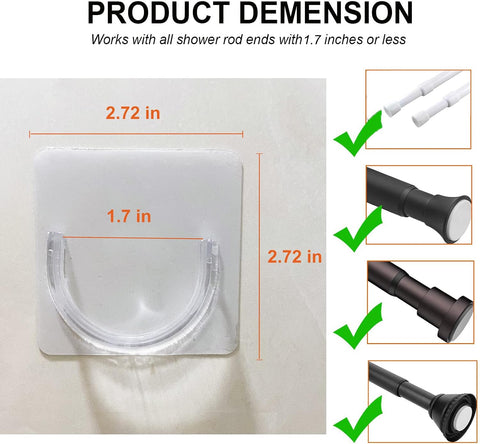 Venupple Shower Rod Holder, 4 Pack Tension Curtain Rod Bracket No Drilling
