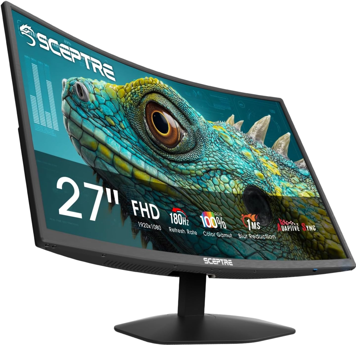 New! Sceptre Curved 27-inch Prime Gaming Monitor DisplayPort x2 180Hz HDMI x2 180Hz 1500R 1ms Build-in Speakers, Machine Black 2027 (C275B-FW180T Series)