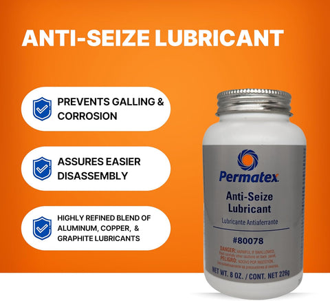 Permatex 80078 Anti-Seize Lubricant with Brush Top Bottle, 8 oz.