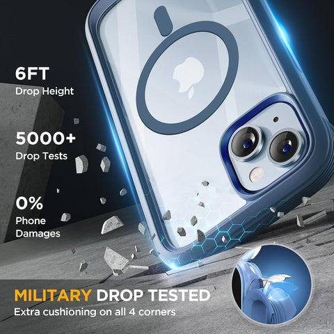 Miracase for iPhone 14 Case,Full-Body Bumper &Screen Protector,Storm Blue
