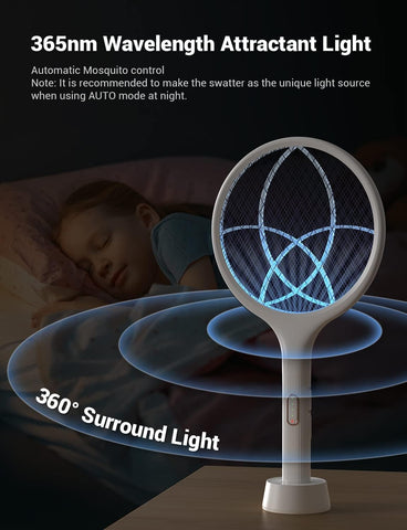 YISSVIC Electric Fly Swatter 4000V Bug Zapper Racket Dual Mode (1, White)