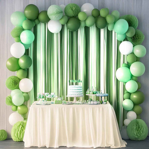 6 Green & White Crepe Paper Streamers, 492ft Pack of Party Decorations