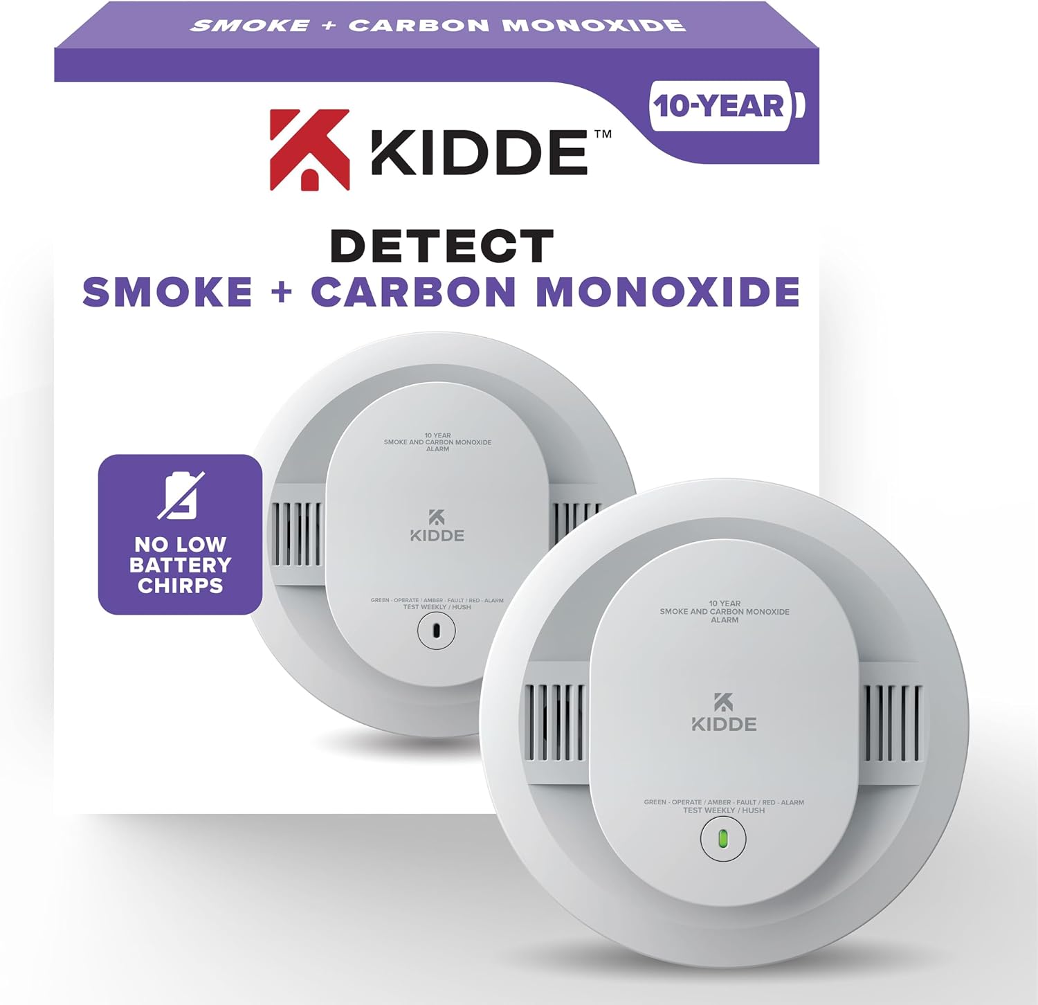 Kidde Smoke & Carbon Monoxide Detector, 10-Year Battery, 30CUD10, 1 Pack