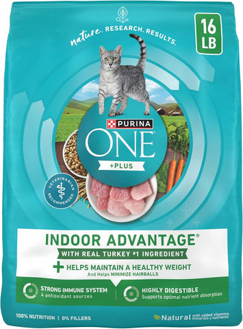 Purina ONE Indoor Advantage Weight Control Dry Cat Food, 16 lb Bag