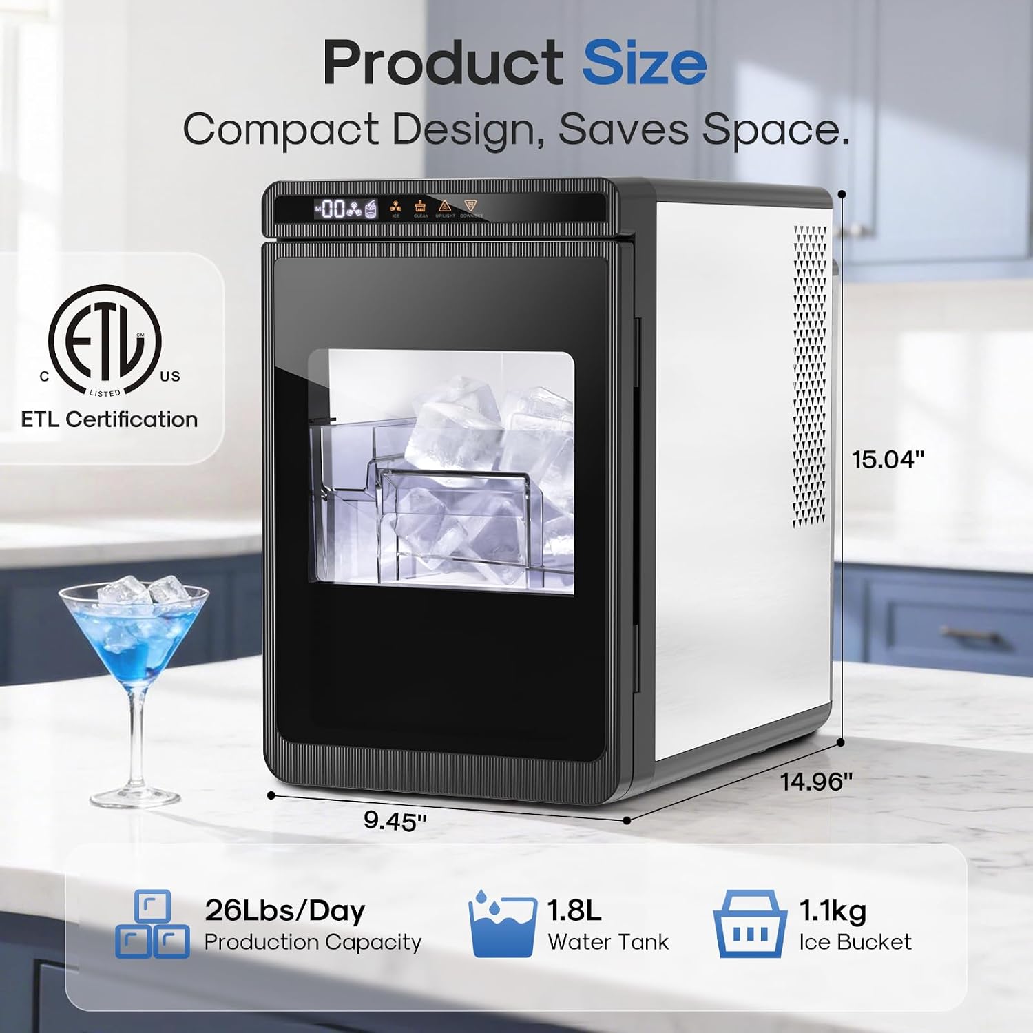 ICEPURE Clear Ice Cube Maker Portable Countertop, 3Pcs/20 Mins