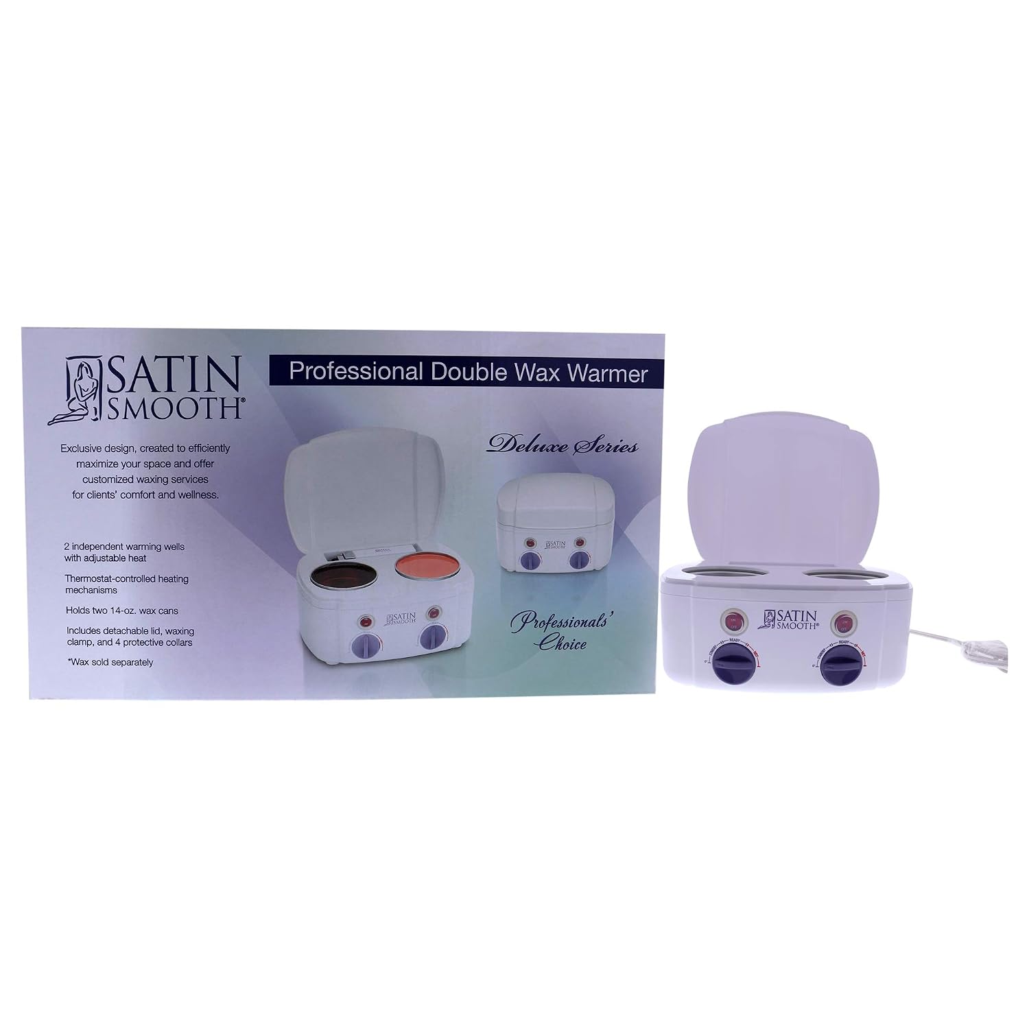 Satin Smooth Double Wax Warmer – Dual Pot Wax Heater for Hair Removal & Waxing Treatments, Salon & At Home Use