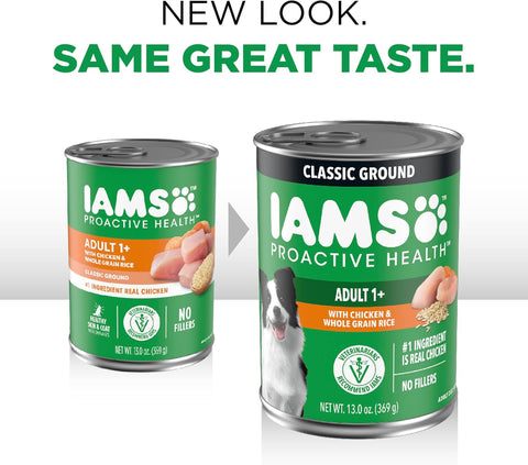 IAMS Proactive Health Ground Wet Dog Food, Chicken, 13 oz, 6-Pack