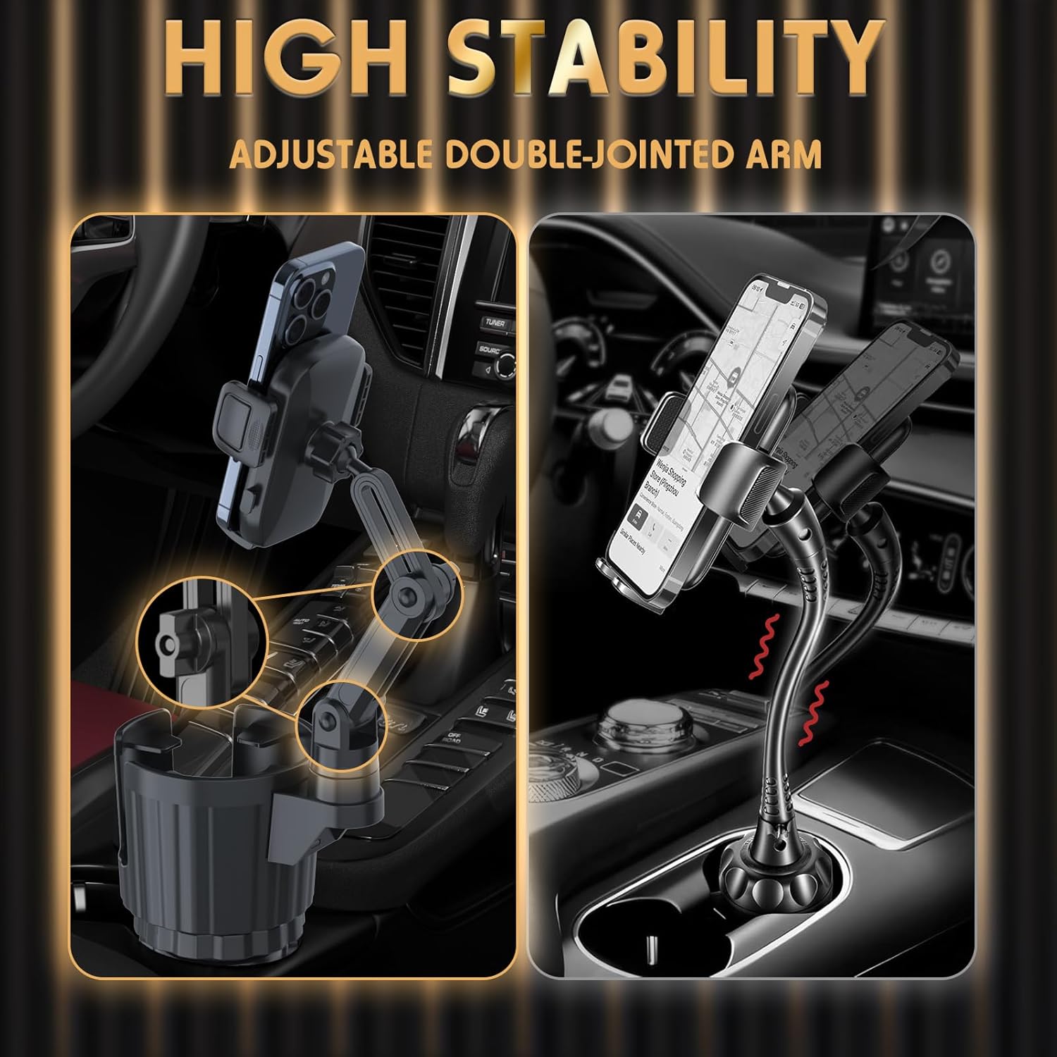 Phone Holders for Your Car, 2 in 1 Universal Stable Cup Car Phone Holder