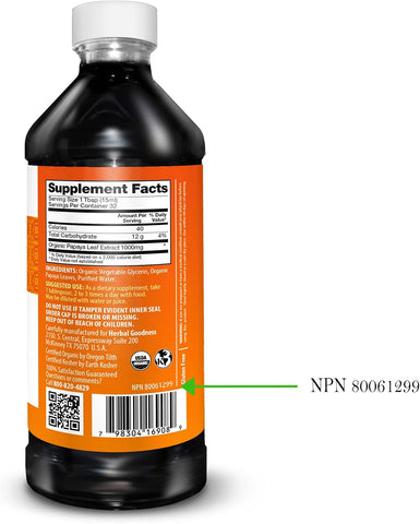 Herbal Goodness Papaya Leaf Extract Liquid, Platelet Supplement Boost 16oz