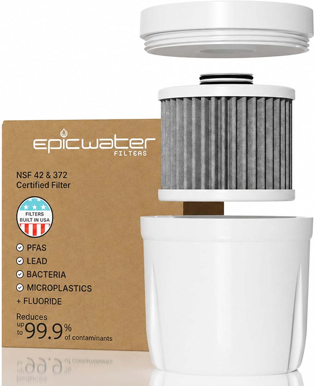 Epic Water Filters Pure REPLACEMENT Compatible with Epic Pure Water Pitcher/Removes Fluoride, Lead, Forever Chemicals, Heavy Metals, Industrial Pollutants/Filters 100 Gallons