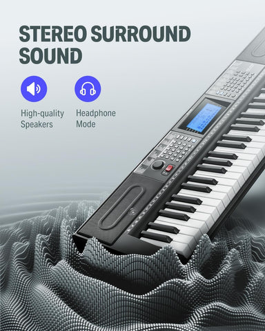 Donner 61 Key Keyboard Piano, Electric Piano Keyboard Kit with 249 Voices, 249 Rhythms - Includes Piano Stand, Stool, Microphone, Gift for Beginners, Black (DEK-610S)