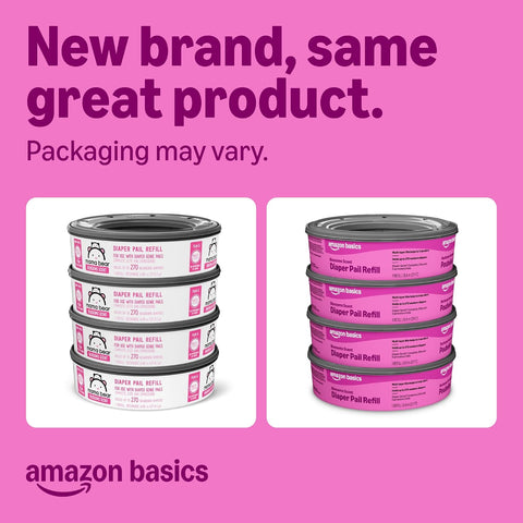 Amazon Basics Blossoms Scented Diaper Pail Refills for Diaper Genie Pails, 2160 Count (8 Packs of 270 Count) (Previously Mama Bear)