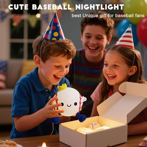 Baseball Night Light for Kids, Soft Silicone Squishy Lamp Sports Room Decor