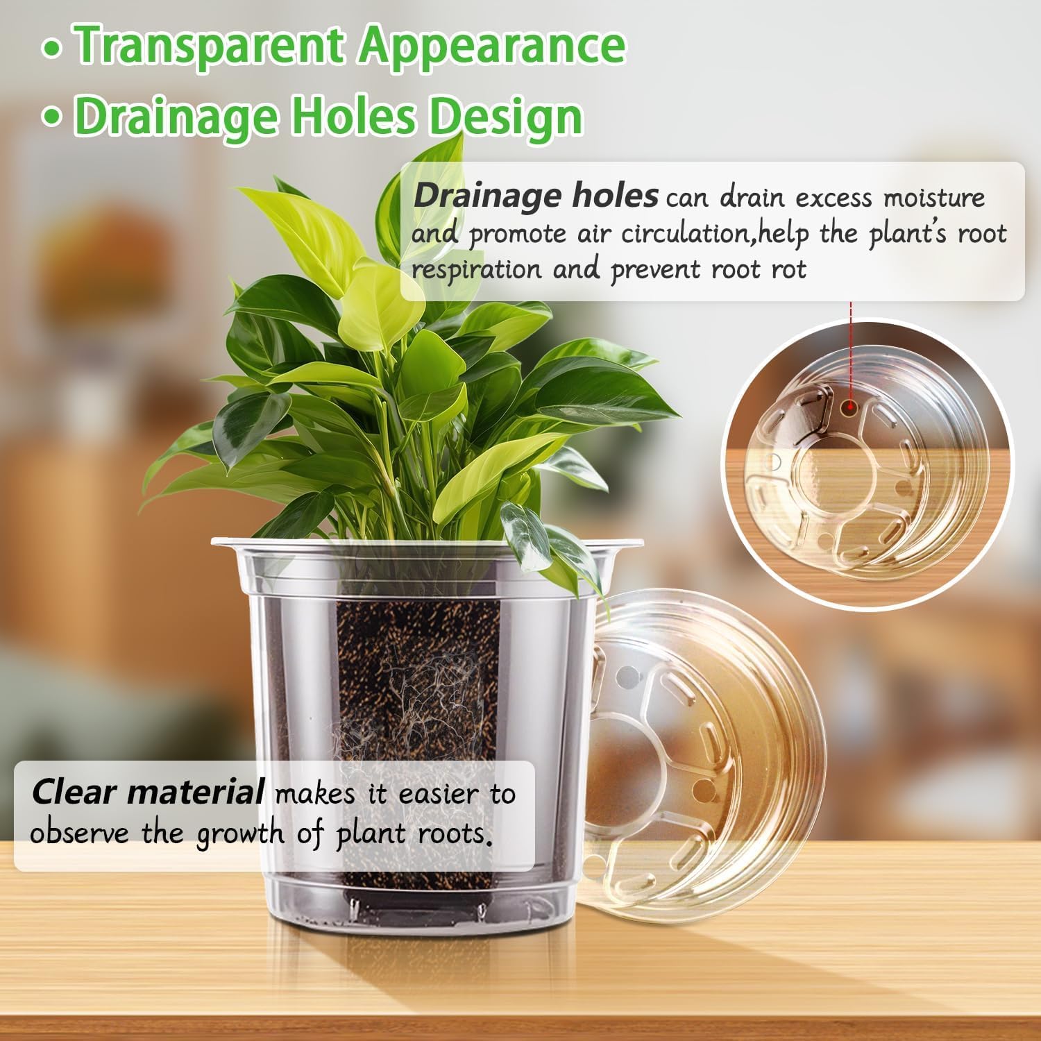 SupKing 4 Inch Clear Plant Nursery Pots 8 Packs Durable Plastic Seed Starters Small Orchid Flower Pots with Drainage Holes for Transplanting Succulents Cuttings Seedlings Bonus 15 Plant Labels