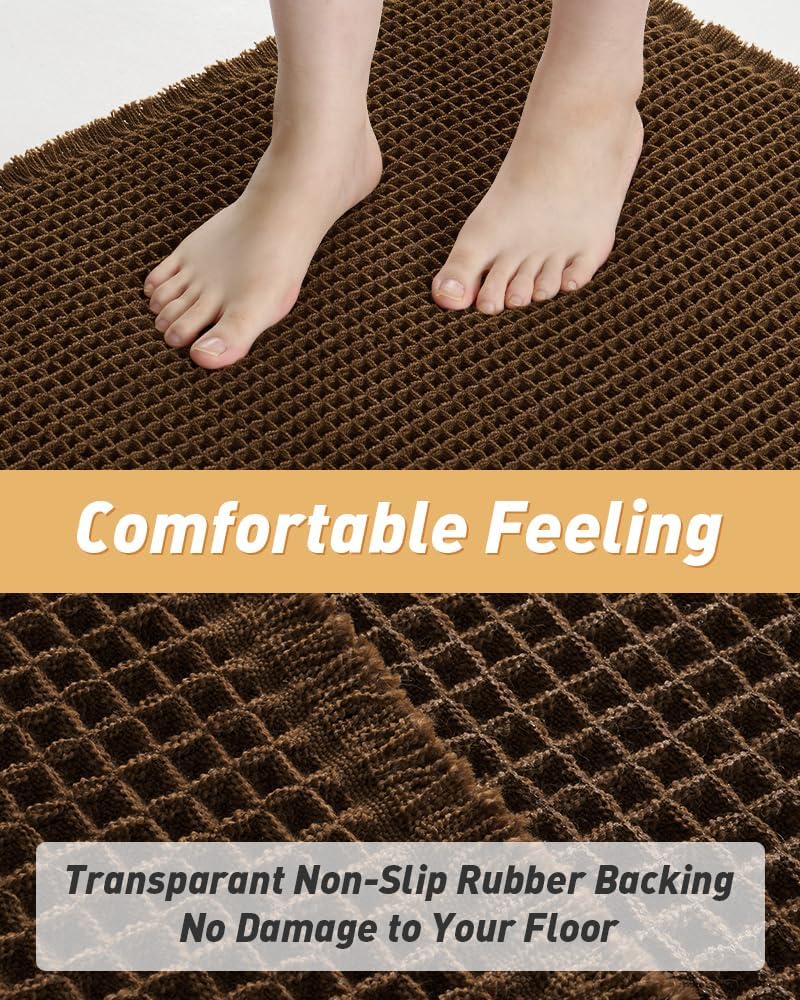 AMOAMI Upgraded Non Slip Absorbent Waffle Bath Mat 24" x 36", Terracotta