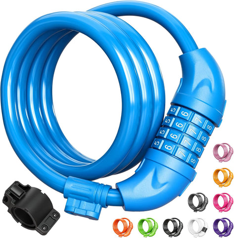 Titanker Bike Lock, Bicycle Lock 4 Feet Cable Lock 1/2 Inch Resettable Bike Lock Combination with Mounting Bracket, Bike Accessories for Bicycle, Electric Scooter, Motorcycle