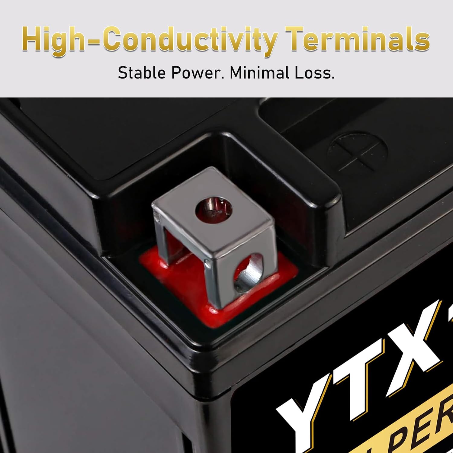 YTX12-BS 12V 10Ah AGM Sealed Motorcycle Battery, Maintenance-Free, Compatible with Honda Kawasaki Suzuki Yamaha Powersports
