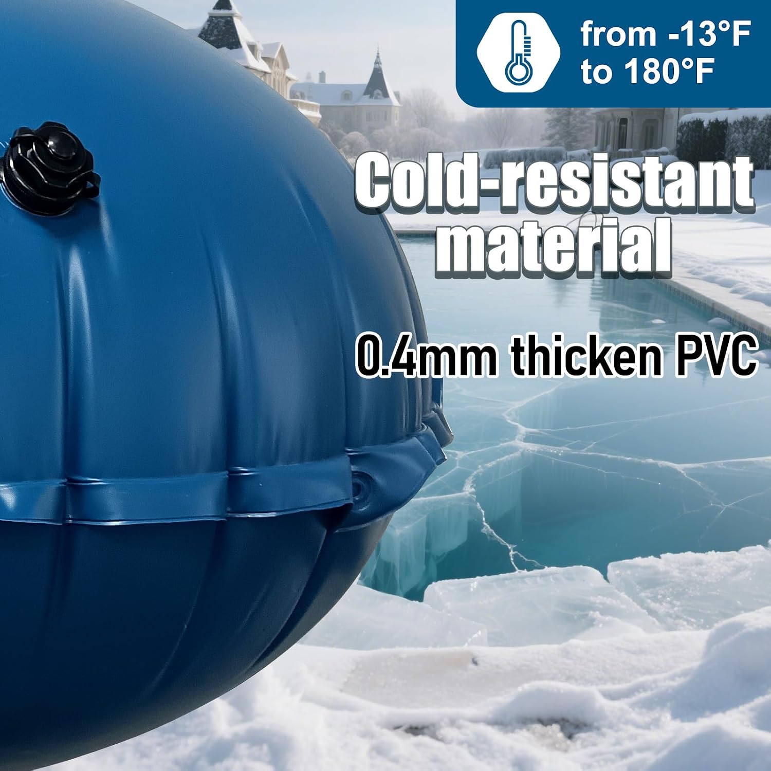 LIBERECOO 4FT Round Pool Pillows for Above Ground Pools - Super Durable 0.4 mm Winter Pillow | Round Inflatable Pillows for Pool Closing (4ft Diameter) | Air Pillow for Winterizing Pool Cover