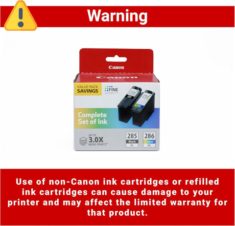 Canon PG-285 XL / CL-286 XL Genuine Ink Value Pack (2 Cartridges), Compatible with TR7820, TS7720/7722