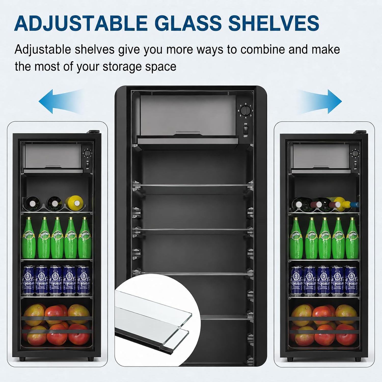 DRIXNO Beverage Refrigerator 4.5Cu.ft Mini Small Fridge 120 Cans with Glass Door Drink/Wine/Beer Cooler Office/Bar/Bedroom Compact Refrigerator