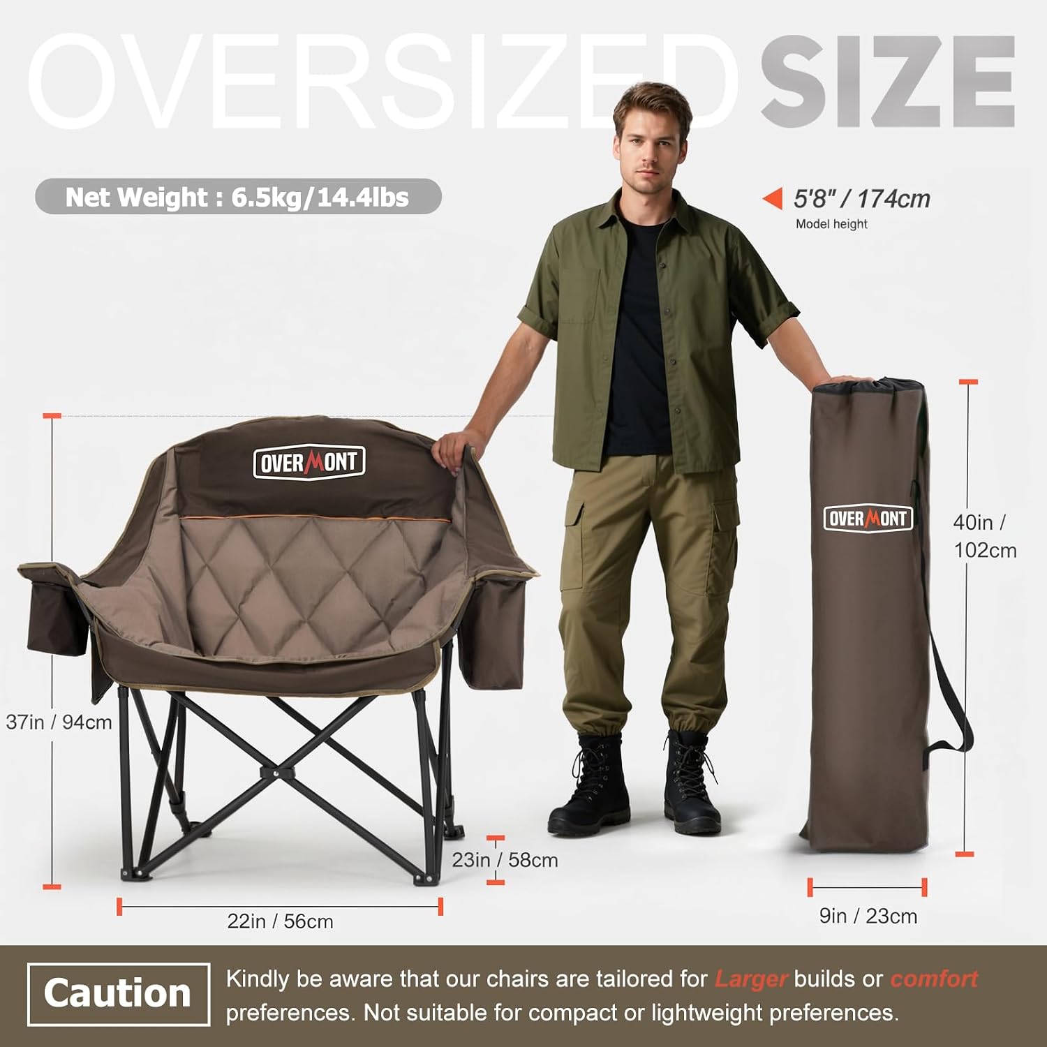 Overmont Oversized XL Camping Chair for Adults 500 lb Support
