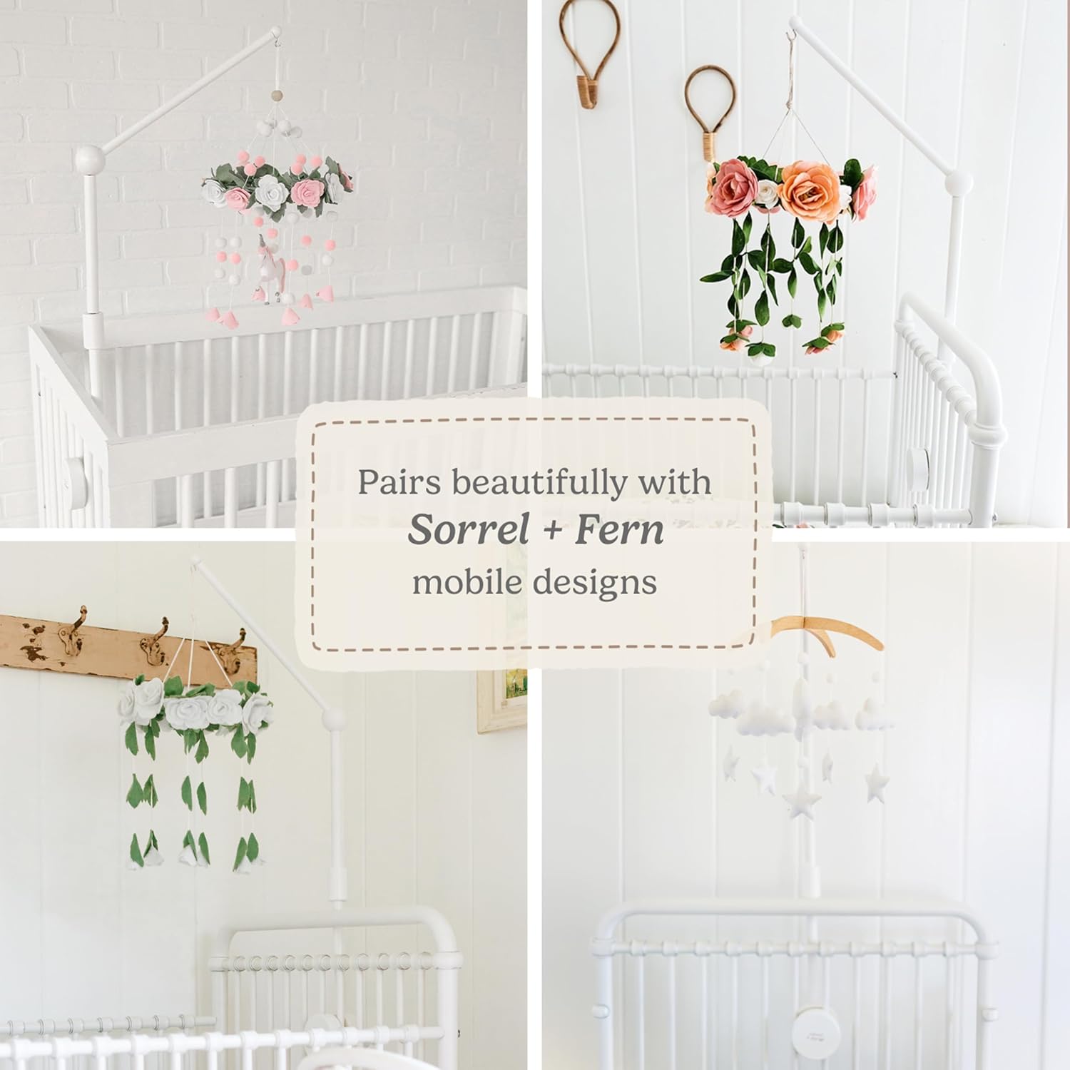 Sorrel + Fern Baby Crib Mobile Arm, Baby Mobile Hanger, 31 in, White