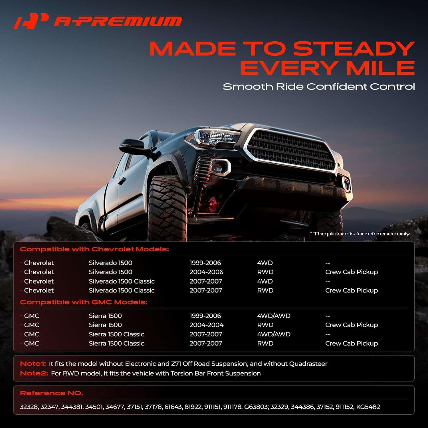 A-Premium Front and Rear Shock Absorbers, Set of 4