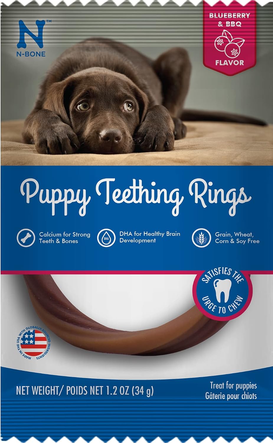 N-Bone Puppy Teething Rings, Chicken Flavor, Natural Puppy Teething Chews & Treats, Helps Soothe Teething Gums, Puppy Chew Rings, 6 Rings