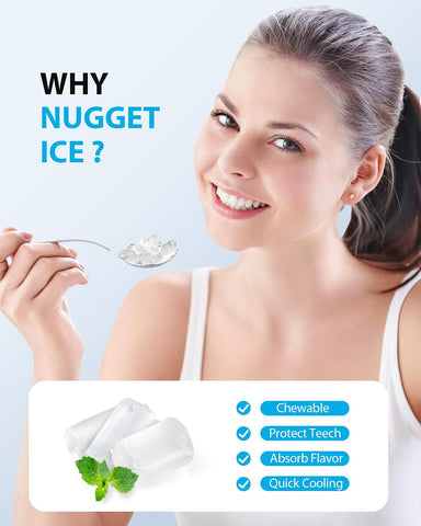 Aeitto Nugget Ice Maker Countertop, Pellet Ice Machine Soft Chewable Ice 40lbs/Day, One-Click Operation, Auto Self-Cleaning Crushed Ice Makers Stainless with Scoop for Home/Kitchen/Office (Black)