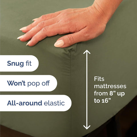 Queen Size 4 Piece Sheet Set - Breathable & Cooling Sheets - Sage Green