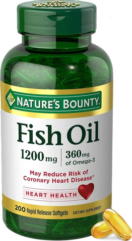Nature's Bounty Fish Oil Omega 3 Supplements - Supports Heart Health, 1200 Mg Fish Oil, Omega-3, 200 Softgels (Pack of 1)