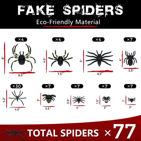 1000 sqft Spider Webs Halloween Decorations with 77 Fake Spiders