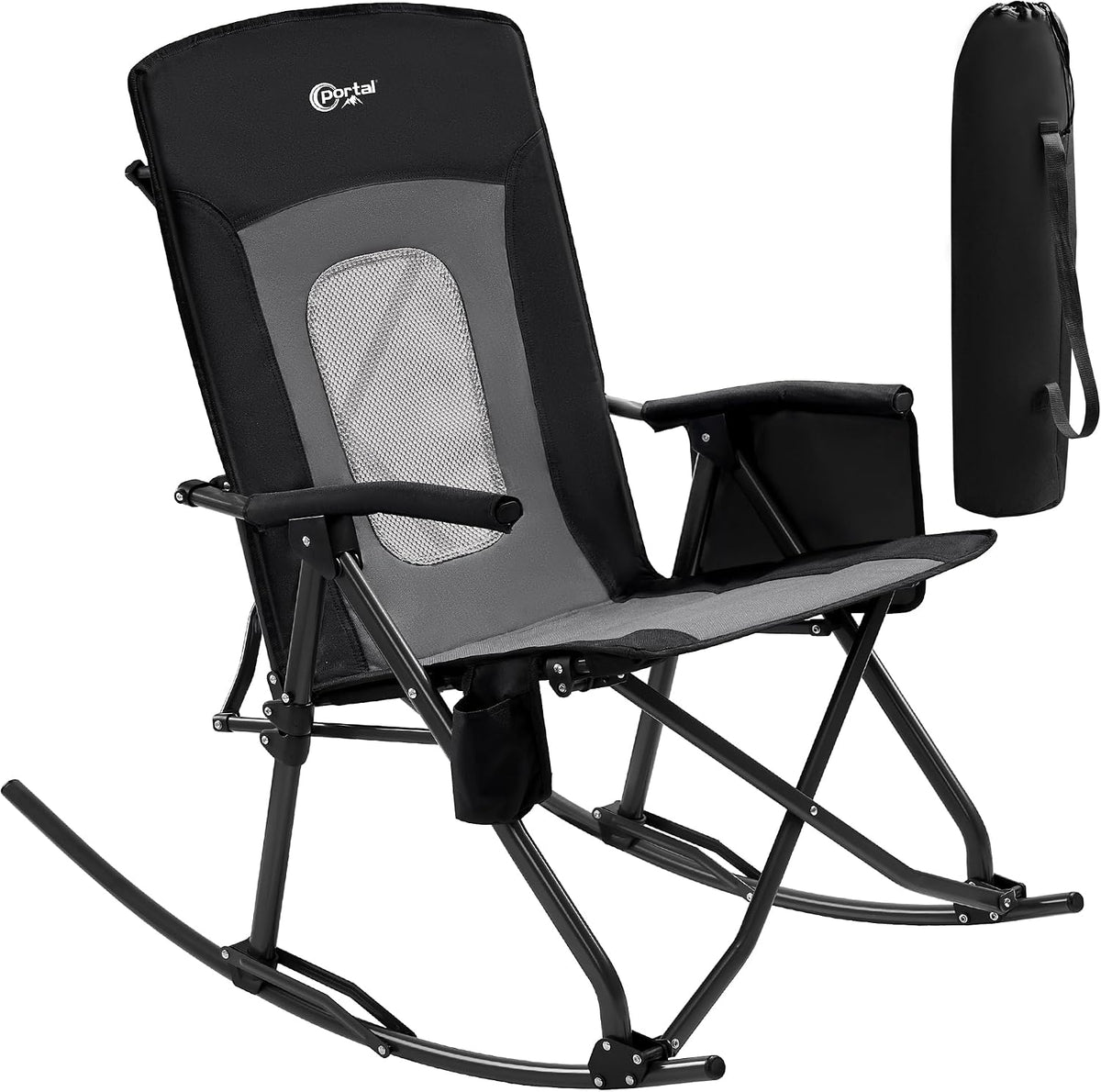 Portal Oversized Folding Rocking Camping Chair Portable 400 lbs Black