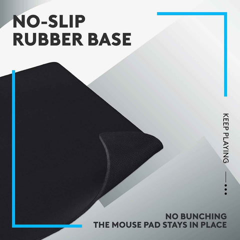 Logitech G640 Large Cloth Gaming Mouse Pad (600x460x3) - Black | Optimized for gaming sensors, moderate surface friction