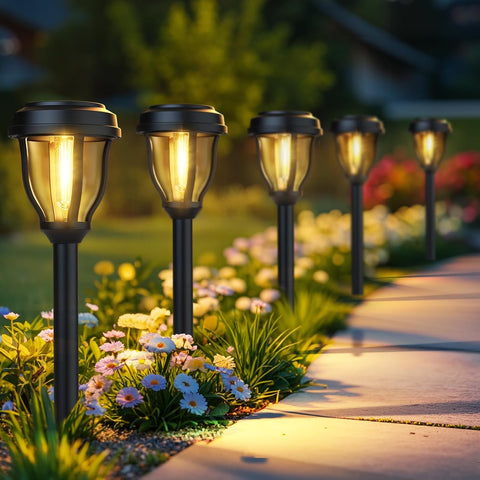 DERAYSION Solar Lights Outdoor, LED Solar Pathway Lights Garden Lights
