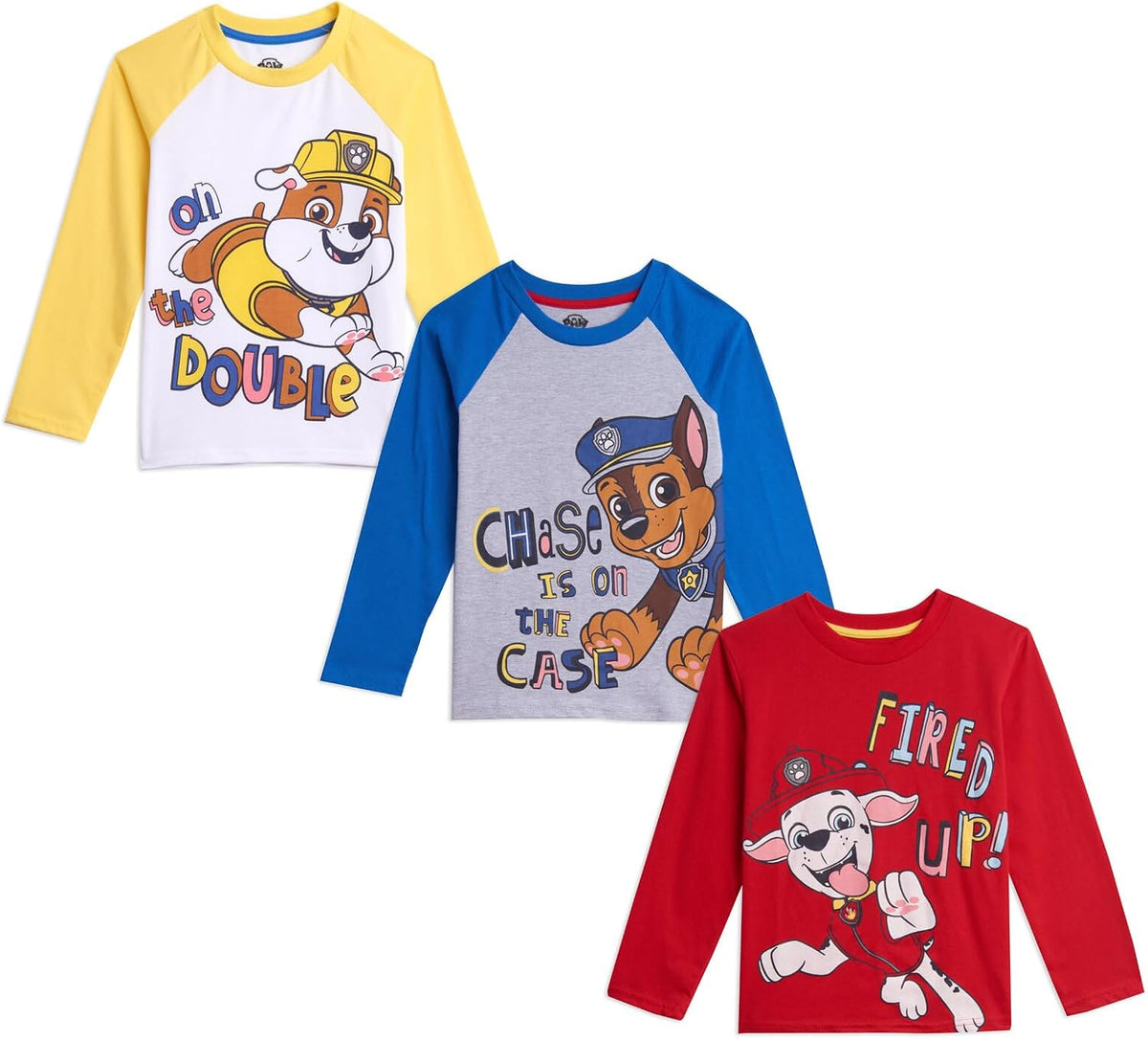 Nickelodeon Paw Patrol Boys' 3-Pack Long Sleeve T-Shirts Toddler to Little Kid