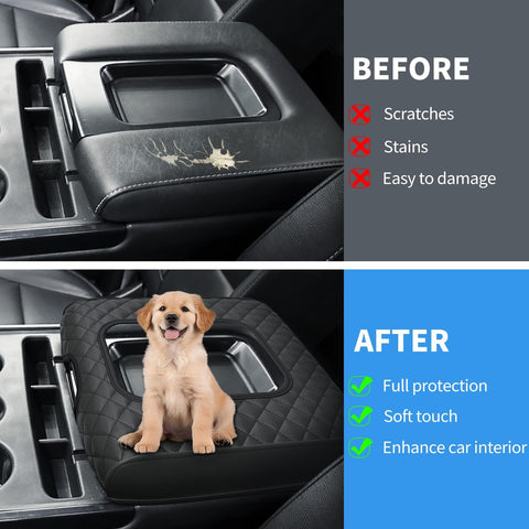 Center Console Cover Compatible with Silverado/Sierra 2014-2018 with 40/20/40 Jump Seat, Premium Leather Armrest Cover Pad, Car Middle Console Cover (ONLY for Split Bench Seat Console)